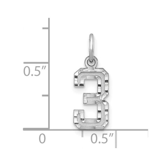 Sterling Silver, Varsity Collection, Small D/C Pendant, Number 3 - Picture 4 of 5